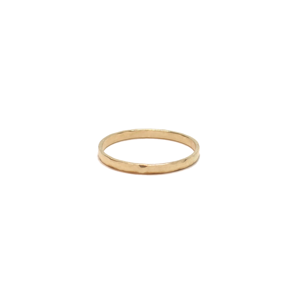 14KT Recycled Gold Thin Hammered Band Ring