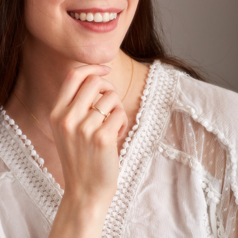 14KT Recycled Gold Thin Hammered Band Ring