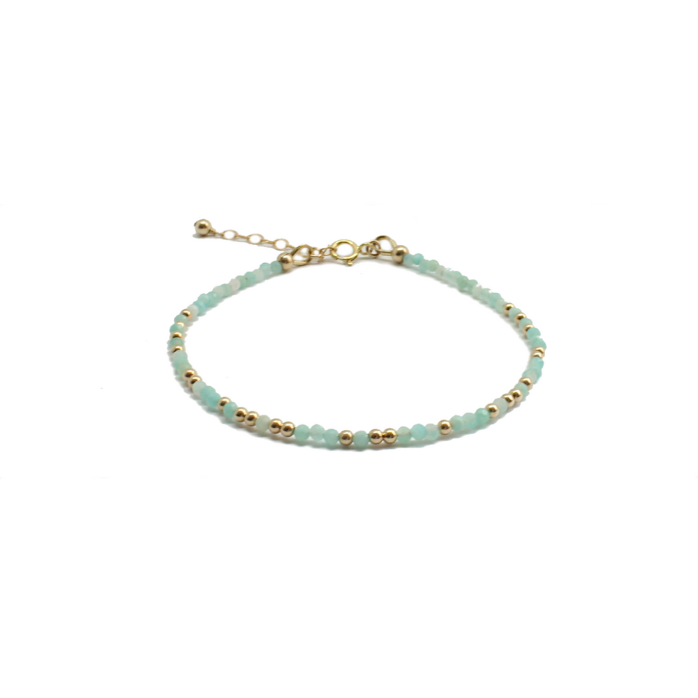 amazonite morse code beaded bracelet