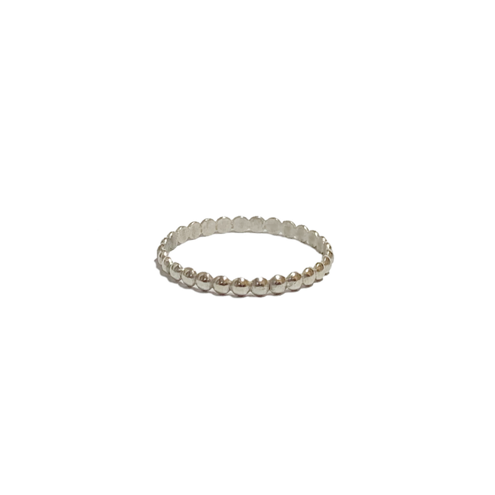 silver beaded stacking ring   