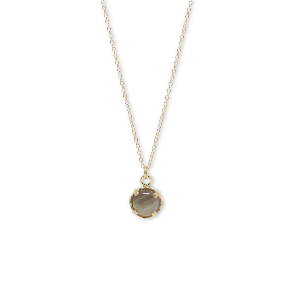 Gold botswana agate round pendant necklace