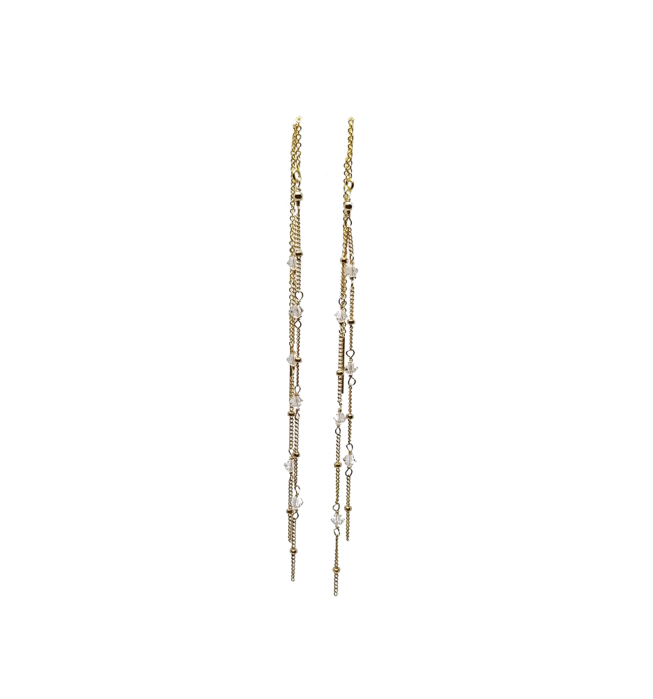 gold filled swarovski crystal threader earrings