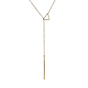 Gold filled long bar lariat necklace