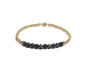 Bracelet with gold and blue jasper beads