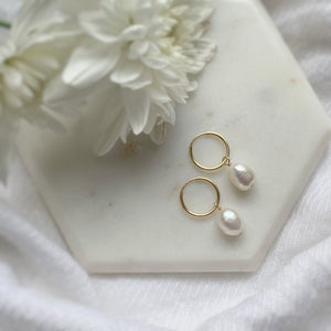 Baroque Pearl Mini Hoop Earrings