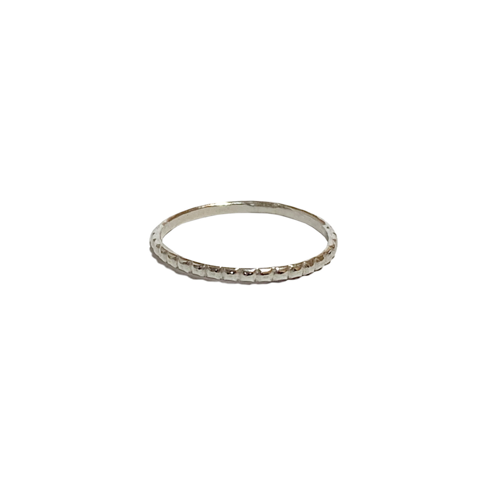 silver square beaded stacking ring