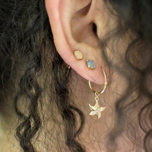 rose quartz studs paired with amazonite and the starfish charmed earrings