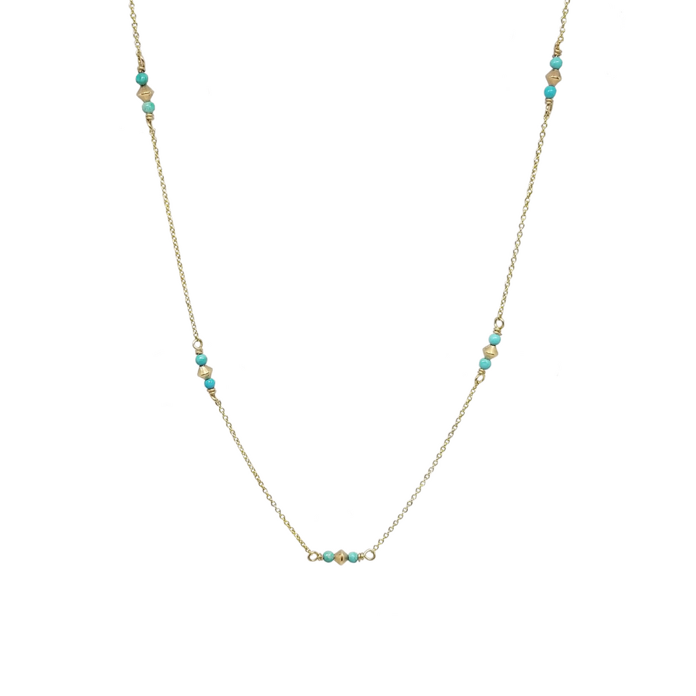 turquoise beaded gold necklace