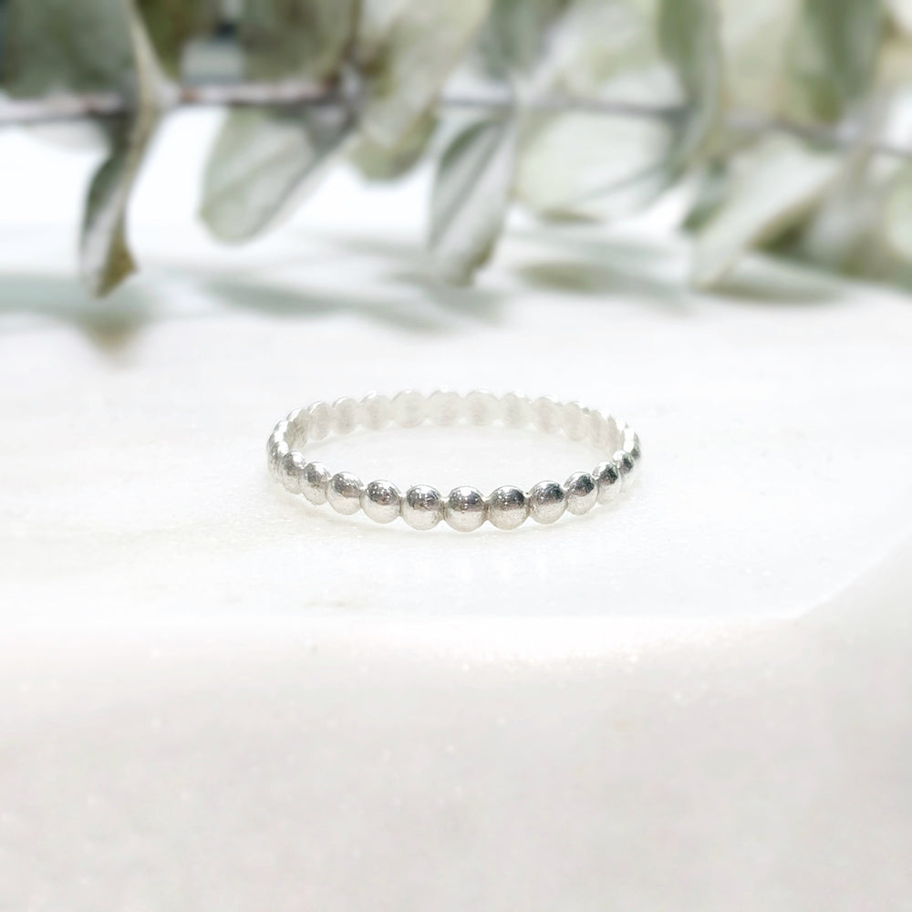 silver beaded stacking ring